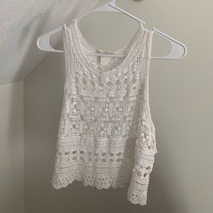 Cropped White Lace Top